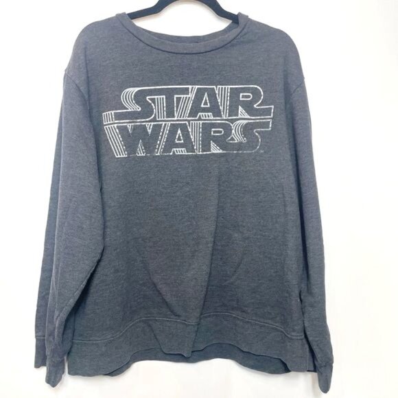 Star Wars Gray Crewneck Sweatshirt With Silver Logo Print Size XL - Picture 2 of 7